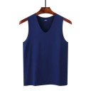 Herren Tanktop mit V-Ausschnitt Einfarbiges Tanktop aus Polyester und Seide Leichter atmungsaktiver Stoff für den Sommer und die Freizeit 11
