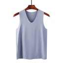 Herren Tanktop mit V-Ausschnitt Einfarbiges Tanktop aus Polyester und Seide Leichter atmungsaktiver Stoff für den Sommer und die Freizeit 10