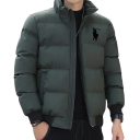 Herren Winterjacke Winddichtes Design Reißverschluss Polyester Stickerei auf der Brust Praktische Taschen Warmes und bequemes Tragen im Winter Moderne Winterbekleidung 3