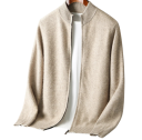 Herren Wollstrickjacke mit Reißverschluss und langen Ärmeln Einfarbiger Pullover mit Rundhalsausschnitt Elegante Wintermode Stylischer Pullover Verschiedene Farben 3