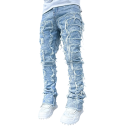 Herren zerrissene einfarbige Jeans mit Taschen, Denim, moderner Stil für den Alltag 6