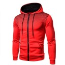 Herren Zip-Hoodie mit Taschen Einfarbiger Sporthoodie mit feinem Punktmuster auf den Schultern Bequemer Polyesterstoff 15