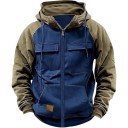 Herren Zip-Hoodie mit Taschen Stylischer Sporthoodie mit Brusttaschen aus strapazierfähigem Polyester Bequeme Kleidung für jeden Tag 2
