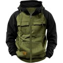 Herren Zip-Hoodie mit Taschen Stylischer Sporthoodie mit Brusttaschen aus strapazierfähigem Polyester Bequeme Kleidung für jeden Tag 4