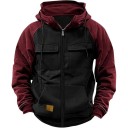 Herren Zip-Hoodie mit Taschen Stylischer Sporthoodie mit Brusttaschen aus strapazierfähigem Polyester Bequeme Kleidung für jeden Tag 1