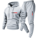 Herrenanzug mit Hoodie und Jogginghose mit Kordelzug, einfarbig mit Paris-Druck, Polyester 2
