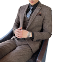 Herrenanzugset aus Acetat Elegantes Set aus Jacke, Weste und Hose für Männer Einfarbiger formeller Anzug mit Taschen und Knöpfen in verschiedenen Farben 4