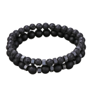Herrenarmbänder 2 Stück mit matten schwarzen Perlen und vulkanischem Stein natürlicher Stein moderner Design 2