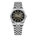 Herrenarmbanduhr mit geriffelter Lünette Saphirglas Wasserdicht bis 100 m Gehäuse 36 mm Edelstahl 316L Edelstahlarmband Für jeden Tag 12