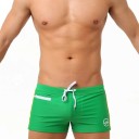 Herrenbadehose Polyester Einfarbig Seitenstreifen Mit Kordelzug Tasche Logo an der Seite Strand Schwimmbad Sportlicher Stil 1