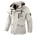 Herrenmode lässige Regenjacke mit Kapuze wasserdichte Winterjacke mit Reißverschluss und Taschen einfarbig POLYESTER verschiedene Farben 5