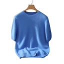 Herrenpullover aus Kaschmir mit kurzen Ärmeln und Rundhalsausschnitt Plüsch Einfarbiger Pullover Elegante Sommermode Verschiedene Farben 10