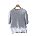 Herrenpullover aus Kaschmir mit kurzen Ärmeln und Rundhalsausschnitt Plüsch Einfarbiger Pullover Elegante Sommermode Verschiedene Farben 16