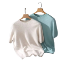 Herrenpullover aus Kaschmir mit kurzen Ärmeln und Rundhalsausschnitt Plüsch Einfarbiger Pullover Elegante Sommermode Verschiedene Farben 8