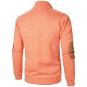 Herrenpullover mit langen Ärmeln und Kragen Einfarbiger eleganter Pullover mit Knöpfen am Kragen Braune Patches an den Ellbogen Polyester Verschiedene Farben 15