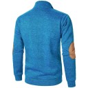 Herrenpullover mit langen Ärmeln und Kragen Einfarbiger eleganter Pullover mit Knöpfen am Kragen Braune Patches an den Ellbogen Polyester Verschiedene Farben 21