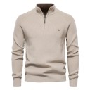 Herrenpullover mit langen Ärmeln und Rollkragen Baumwoll-Elastikpullover mit halbem Reißverschluss Einfarbiger moderner Pullover in mehreren Farben 15