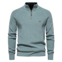 Herrenpullover mit langen Ärmeln und Rollkragen Baumwoll-Elastikpullover mit halbem Reißverschluss Einfarbiger moderner Pullover in mehreren Farben 16