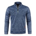 Herrenpullover mit langen Ärmeln und Rollkragen Halber Reißverschluss Einfarbiger Polyesterpullover Eleganter und bequemer moderner Pullover in mehreren Farben 9