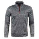 Herrenpullover mit langen Ärmeln und Rollkragen Halber Reißverschluss Einfarbiger Polyesterpullover Eleganter und bequemer moderner Pullover in mehreren Farben 12