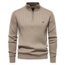 Herrenpullover mit Reißverschluss-Rollkragen Lange Ärmel Einfarbiger Strickpullover Elegante Wintermode Baumwolle Lycra Bequemer Pullover Verschiedene Farben 7