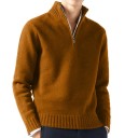 Herrenpullover mit Rollkragen und halbem Reißverschluss Einfarbiger Strickpullover mit V-Ausschnitt Eleganter Herbst-Winter-Pullover Verschiedene Farben 4