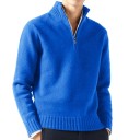 Herrenpullover mit Rollkragen und halbem Reißverschluss Einfarbiger Strickpullover mit V-Ausschnitt Eleganter Herbst-Winter-Pullover Verschiedene Farben 3