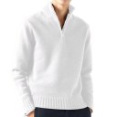 Herrenpullover mit Rollkragen und halbem Reißverschluss Einfarbiger Strickpullover mit V-Ausschnitt Eleganter Herbst-Winter-Pullover Verschiedene Farben 2