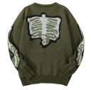Herrenpullover mit Rundhalsausschnitt Stilvoller Strickpullover mit Skelettmuster Lange Ärmel Moderner Herbst-Winter-Pullover Polyester Verschiedene Farben 5