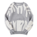 Herrenpullover mit unregelmäßigem Muster Lässiger runder Ausschnitt Moderner Herbst-Winter-Strickpullover Polyester Verschiedene Farben 14