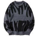 Herrenpullover mit unregelmäßigem Muster Lässiger runder Ausschnitt Moderner Herbst-Winter-Strickpullover Polyester Verschiedene Farben 1