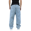 Herrens lösa blå jeans med fickor, denim, modern passform, bekväma för varje dag 4