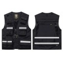 Herrenweste mit reflektierenden Streifen und Reißverschlusstaschen aus Polyester für Arbeit, Angeln, Wandern und Outdoor-Aktivitäten 7
