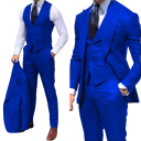 Herresæt af bomuld, polyester og uld Elegant sæt jakke, vest og bukser til mænd Enkeltfarvet formelt jakkesæt med lommer og knapper i forskellige farver 4