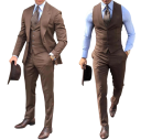 Herresæt af bomuld, polyester og uld Elegant sæt jakke, vest og bukser til mænd Enkeltfarvet formelt jakkesæt med lommer og knapper i forskellige farver 5