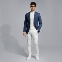 Herresako Slim fit Suede look Lukning med én knap Klapper Lommer Polyester og elastan Til arbejde og fester 8
