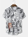 Herreskjorte med katte F640 6