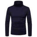 Herresweater med lange ærmer og rullekrave Slim fit Ensfarvet strikket sweater Elegant modebeklædning Efterårs- og vinter sweater Polyester 3