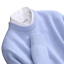 Herresweater med O-hals Enfarvet elegant sweater i kasmir og bomuldsblanding Blød komfortabel strikket sweater Forskellige farver 4