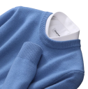 Herresweater med O-hals Enfarvet elegant sweater i kasmir og bomuldsblanding Blød komfortabel strikket sweater Forskellige farver 6