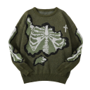 Herresweater med O-hals Stilfuld strikket sweater med skeletmønster Lange ærmer Moderne efterårs- og vinter sweater Polyester Forskellige farver 14