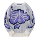 Herresweater med O-hals Stilfuld strikket sweater med skeletmønster Lange ærmer Moderne efterårs- og vinter sweater Polyester Forskellige farver 10