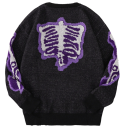 Herresweater med O-hals Stilfuld strikket sweater med skeletmønster Lange ærmer Moderne efterårs- og vinter sweater Polyester Forskellige farver 2