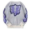 Herresweater med O-hals Stilfuld strikket sweater med skeletmønster Lange ærmer Moderne efterårs- og vinter sweater Polyester Forskellige farver 7