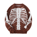 Herresweater med skeletmotiv Langærmet Ensfarvet strikket sweater med O-hals Stilfuld mode til efterår og vinter Polyester Forskellige farver 16