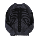 Herresweater med skeletmotiv Langærmet Ensfarvet strikket sweater med O-hals Stilfuld mode til efterår og vinter Polyester Forskellige farver 5