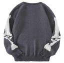 Herresweater med skeletmotiv Langærmet Ensfarvet strikket sweater med O-hals Stilfuld mode til efterår og vinter Polyester Forskellige farver 10
