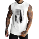 Herretanktop med rund hals O Tryk af det amerikanske flag Polyester Lettop til sport fritid by 2