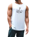 Herretanktop med rund hals O Tryk af figur der løfter vægte Polyester Let sports top til fitness 2