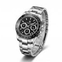 Herreur Chronograf med dato og tachymeter Lysende indekser Vandtæt 100 m Urkasse 40 mm Safirglas Rustfrit stål Stålarmbånd 1